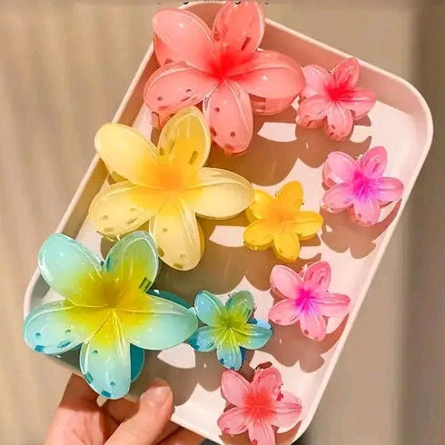Hawaiian Flower Hair Claw (pack of 9)
