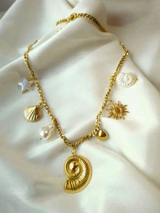 Anti Tarnish Sea Shell Charm Necklace