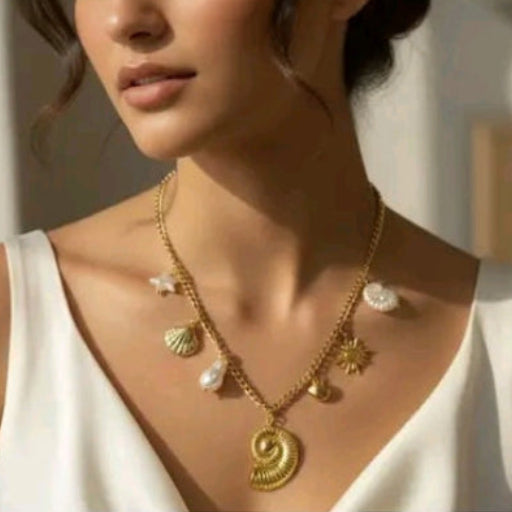 Anti Tarnish Sea Shell Charm Necklace