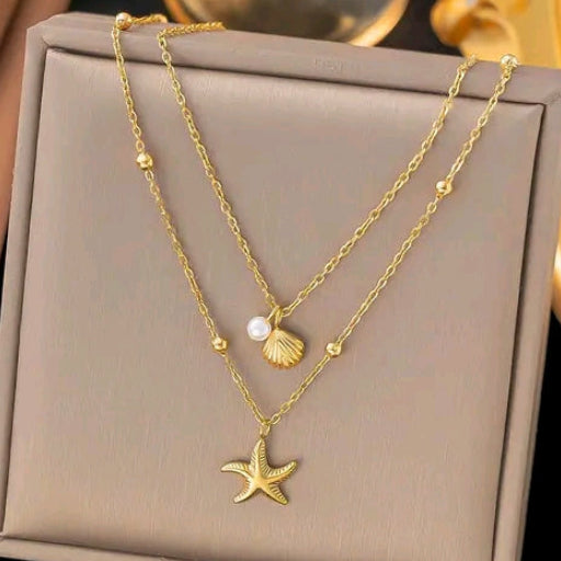 Anti Tarinish Starfish & Seashell Necklace