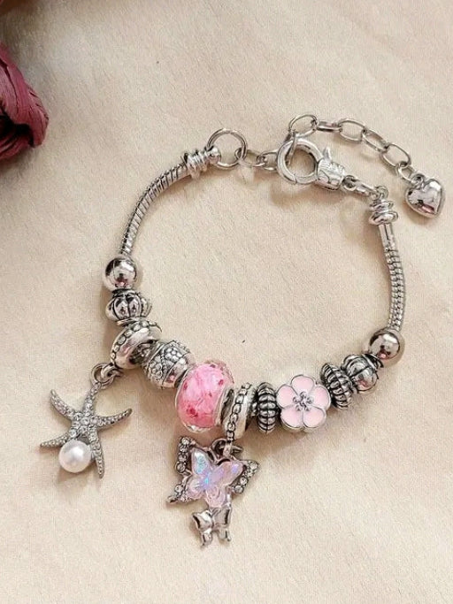 Anti Tarnish Adjustable Starfish & Butterfly Bangle Braclet
