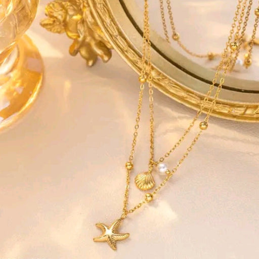 Anti Tarinish Starfish & Seashell Necklace