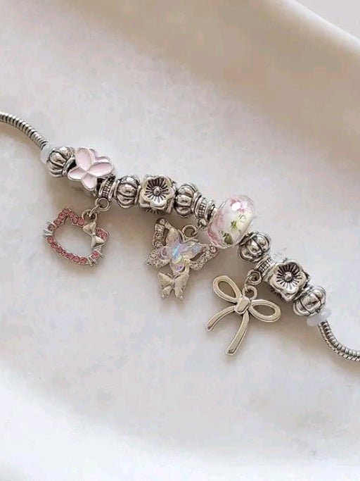 Anti Tarnish Kitty & Butterfly Adjustable Braclet