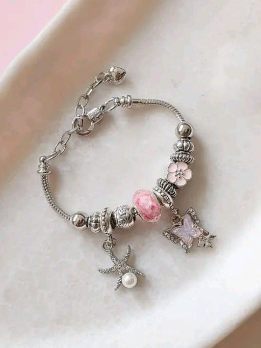 Anti Tarnish Adjustable Starfish & Butterfly Bangle Braclet