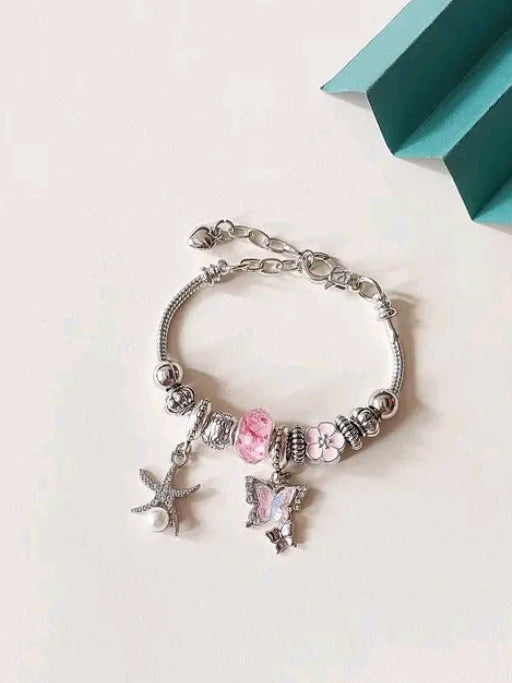 Anti Tarnish Adjustable Starfish & Butterfly Bangle Braclet