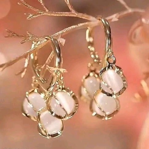 Korean Style Opal Stone Drop Earring