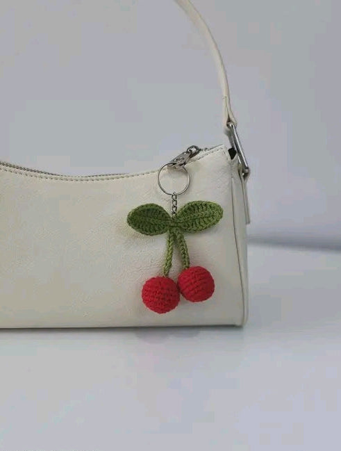 Cherry Crochet Keychain
