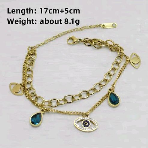 Anti Tarnish Double layer Evil Eye Braclet