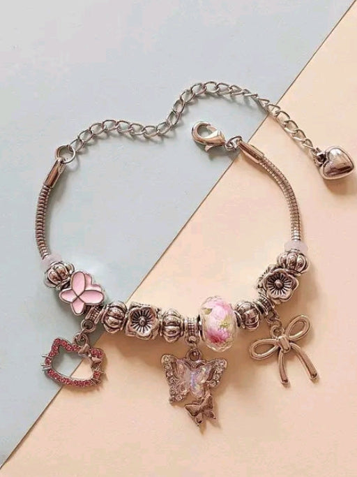 Anti Tarnish Kitty & Butterfly Adjustable Braclet